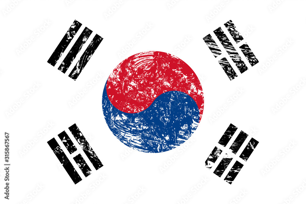 Poster national flag of south korea with texture. template for design