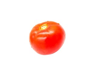 Tomato with water drops isolated on white background.