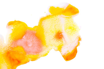 Abstract watercolor background with red and yellow stains. Copy space.