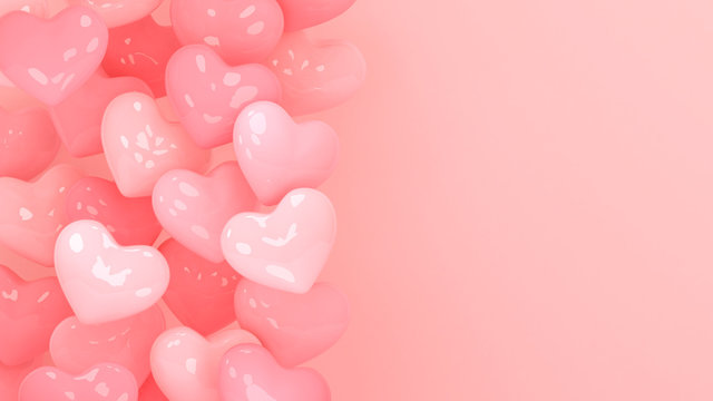Girls Three- Piece Gradient Heart Graphic Set in Pink/Peach (7-12)