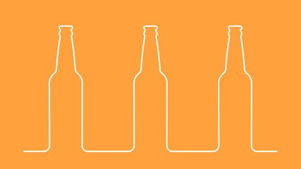 Contour layout of a beer bottle in the style of one solid line. Menu design. Minimalism pattern.