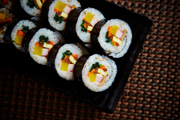 Gimbap, Korean rice roll with vegetable