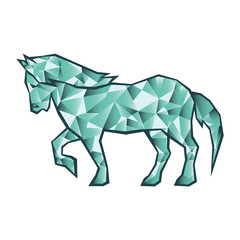 Icelandic Horse Logo Template. Unique logo made of blue and turquoise colors resembling ice, as a recall of the breed's name. Strong, pure breed horses ridden by Vikings.