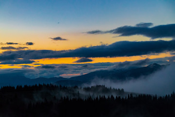Fototapeta na wymiar Sunset in the Carpathian mountains
