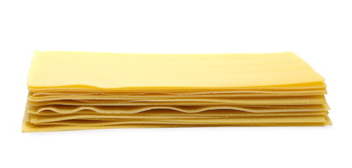 Uncooked Italian lasagna, pasta isolated on white background