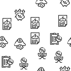 Investor Financial Seamless Pattern Vector Thin Line. Illustrations