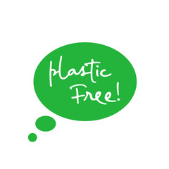 Plastic free thought cloud. Ecology theme. Vector illustration.