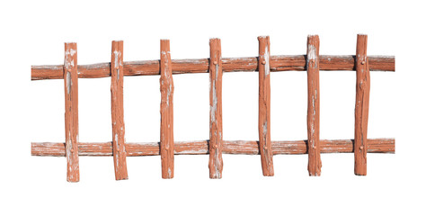 Obraz premium Timber fence or decorative wooden fence isolated on white background. Object with clipping path