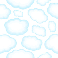 Cloud seamless pattern on white background. Vector illustration cute clouds for print wallpaper