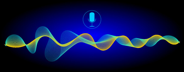 Voice Recognition with a microphone and sound waves - illustration