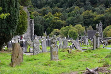 old Ireland cemetery and graves in Glendalough