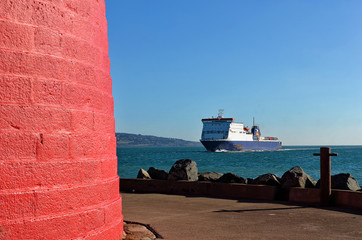 Poolbeg lighthouse Dublin port and ferry aproach