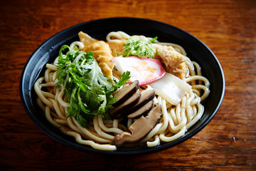 Korean hot udon noodle soup 