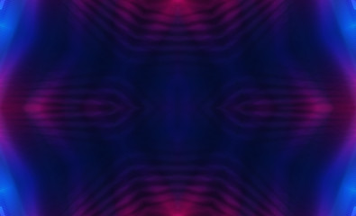 Dark abstract futuristic background. Neon lines glow. Neon lines, shapes. Multi-colored glow, blurry lights, bokeh. Empty stage background