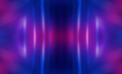 Dark abstract futuristic background. Neon lines glow. Neon lines, shapes. Multi-colored glow, blurry lights, bokeh. Empty stage background