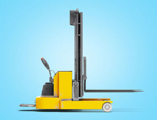 Forklift loader isolated 3D render on blue gradient