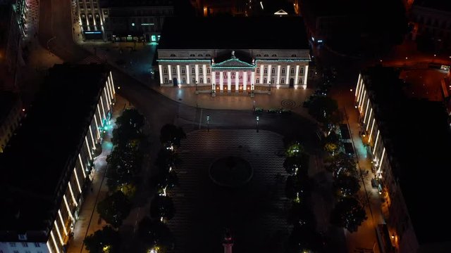 Lisbon, Portugal - 15/01/20: Aerial view of Lisbon - Christmas Lights at night