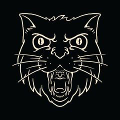 Animal Cat Angry Graphic Illustration Vector Art T-shirt Design