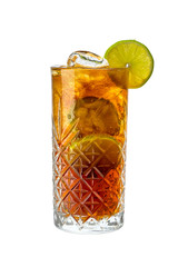 Long Island Ice Tee or Cuba Libre on white background