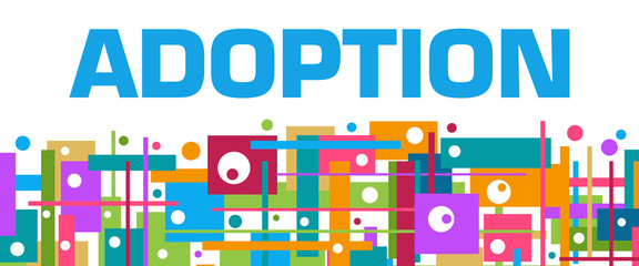 Adoption Colorful Random Squares Bottom Background Text 