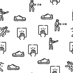 Baseball Game Tools Seamless Pattern Vector Thin Line. Illustrations