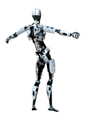 3D Rendering Male Robot on White