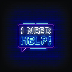 I Need Help Neon Signs Style Text Vector