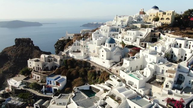 Aerial Drone View Of Santorini, Greece