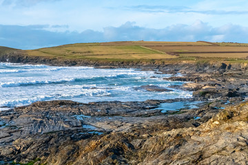 The rugged Cornwall coast on a bright winter day