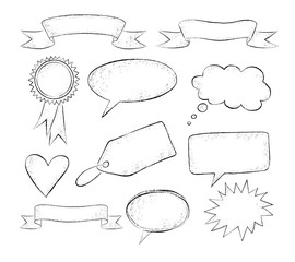 Grunge hand drawn speech bubbles