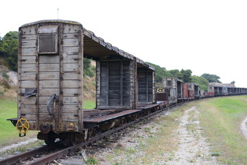 Fototapeta na wymiar Old train carriage on railway