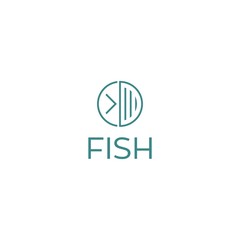 Fish line vector symbol. Abstract nautical logotype. Universal premium sea marine travel ship logo icon sign.
