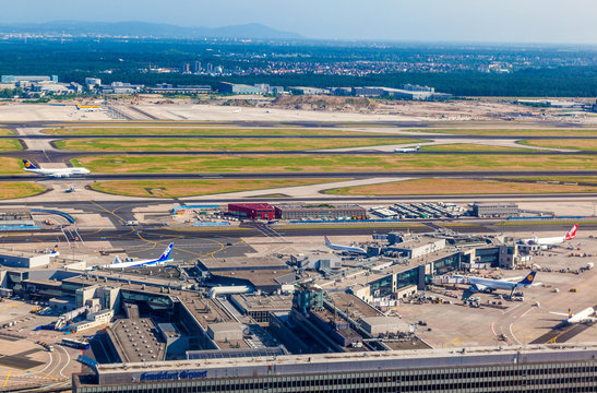 aerial of airport Frankfurt