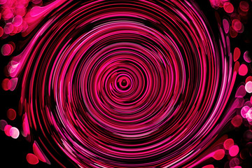 Abstract twirling circle of pink color with bokeh. Background for design