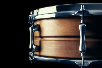 Fototapeta na wymiar Close-up Drum set in a black background.