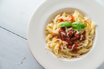 Piatto di trofie caserecce con ragu alla bolognese, Cucina italiana