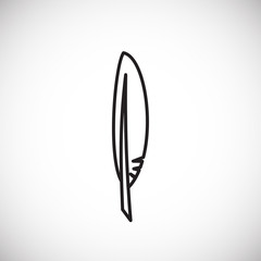 Feather icon outline on background for graphic and web design. Creative illustration concept symbol for web or mobile app