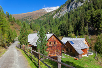 Fototapeta na wymiar Traditional wooden house in Austrian Alps