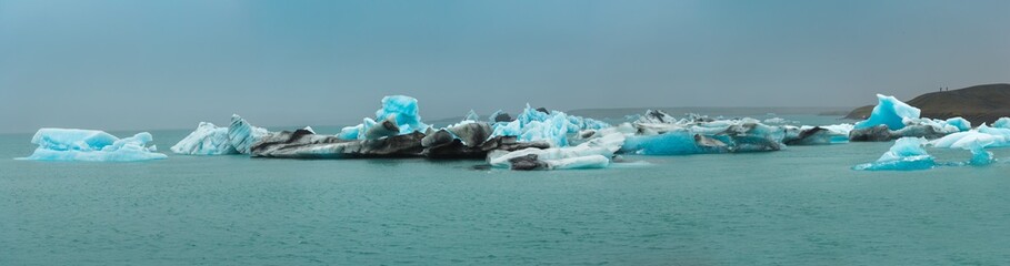View of icebergs at jokulsarlon glacier lagoon in Iceland, summertime