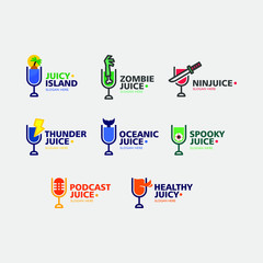 set of healthy juice logo concept. symbol and icon of orange juice