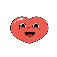 Cheerful laughing cartoon heart on a white background. Sticker design, icon for valentines day.