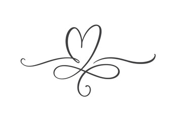 Heart love logo with Infinity sign. Design flourish element for valentine card. Vector illustration. Romantic symbol wedding. Template for t shirt, banner, poster