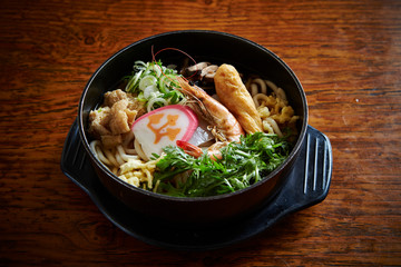 Korean hot udon noodle soup 