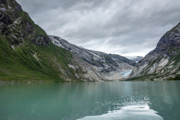 Fototapeta na wymiar Nigardsbreen, Jostedalsbreen Glacier in Norway, August 2018