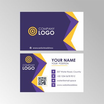 Abstract Simple Modern Business Card Template Design With Purple and Yellow Geometric Color, Professional Business Card Vector Editable