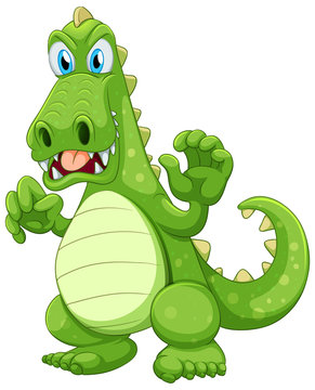 Green crocodile on white background