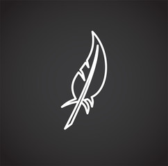 Feather icon outline on background for graphic and web design. Creative illustration concept symbol for web or mobile app