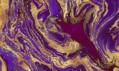 Obraz premium Hand painted background for creative design of posters, cards, invitations, banners, websites and wallpapers. Marbled paper. Mixed acrylic paints on a canvas. Modern artwork. Deep and rich colours.
