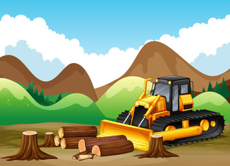 Obraz na płótnie Canvas Background scene with trees being cut