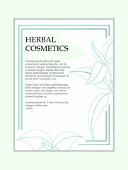 Herbal cosmetics vector card template. Modern illustration for design and web.